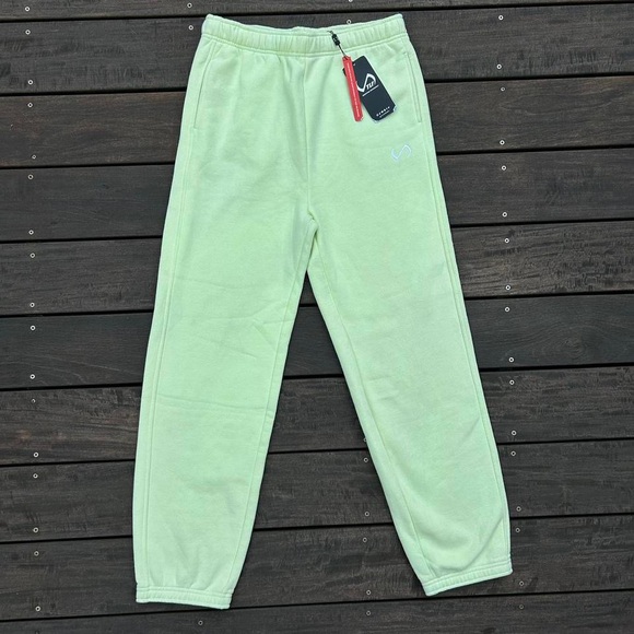NWT Light Lime Green TLF Sweatpants Joggers w/ White Embroidered Logo - Picture 1 of 7